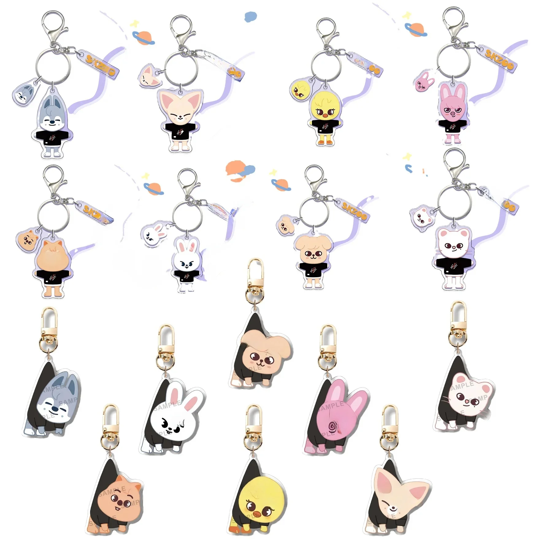 16 SKZOO dessin animé acrylique Double face pendentif porte-clés pendentif jouet pour enfants Souvenir Anime périphérique cadeau d'anniversaire
