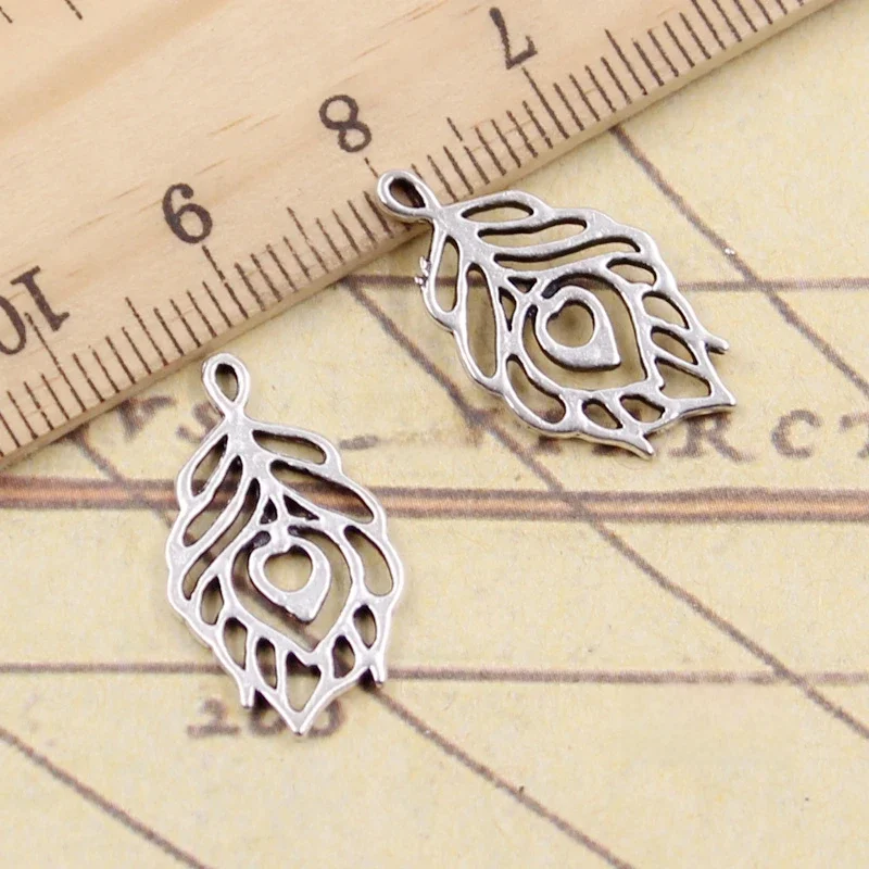 20 sztuk Charms ogień Feather liść 22x13mm tybetański srebrny kolor zawieszki antyczne tworzenia biżuterii DIY Handmade Craft — zdjęcie 2