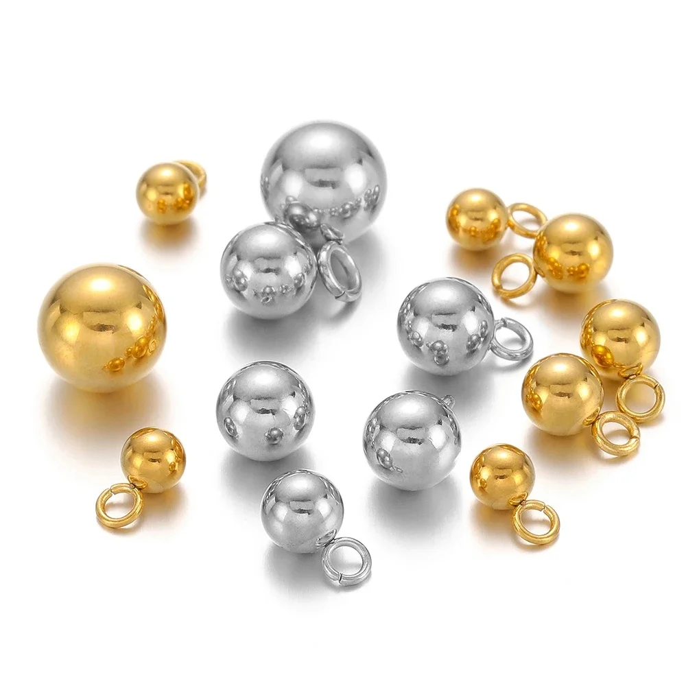Breloques boule solide en acier inoxydable, 20 pièces, pendentifs, perles pour bricolage, bijoux, résultats de colliers, Bracelets, fournitures, fabrication de boucles d'oreilles