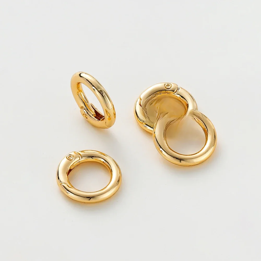 5 Stück 20mm 14 Karat/18 Karat Gold Farbe Messing runde Anschluss verschlüsse für Charms Anhänger