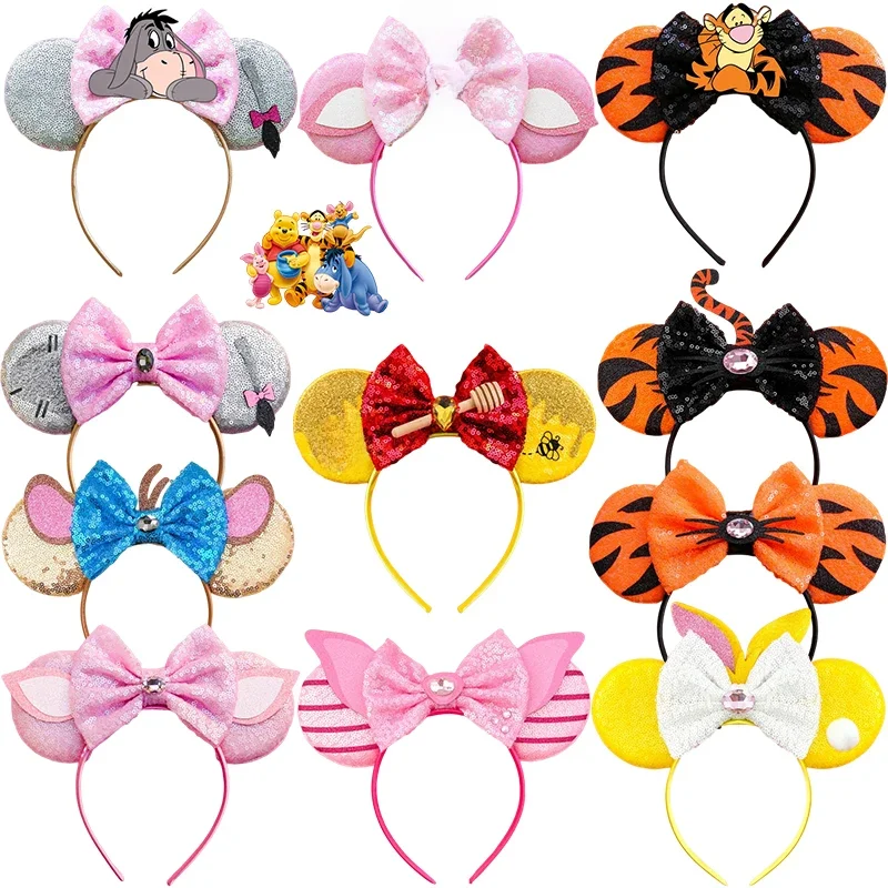 Disney abeille Winnie l'ourson ours oreilles bandeaux fille paillettes arc porcelet tigrou cheveux accessoires pour femmes Roo Bourriquet bandeau enfant
