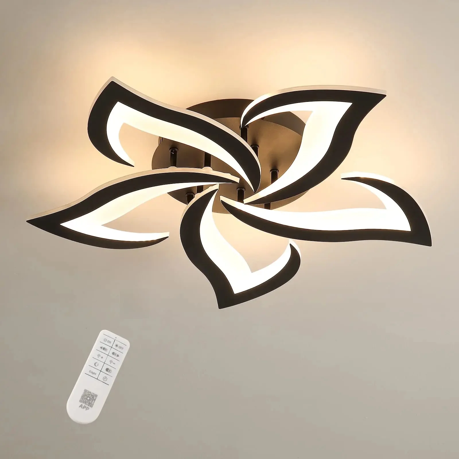 Modern Ceiling Light 40W 4700LM,Fashion Petal Shape Ceiling Lights Dimmable 3000-6500K,Acrylic LED Ceiling Lamp for Living Room