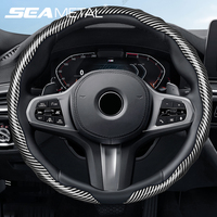 SEAMETAL Carbon Fiber Steering Wheel Cover Non-Slip Car Steer Wheel Anti Scratch Steering Protection Cover Universal for 37-39cm