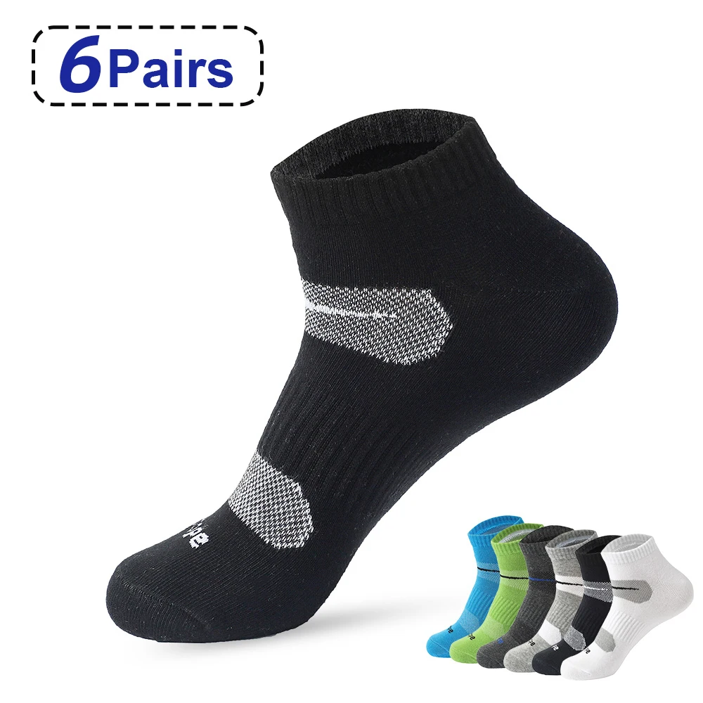 Calcetines cortos de algodón puro para hombre, medias deportivas de malla transpirable para correr, informales, suaves, 6 pares