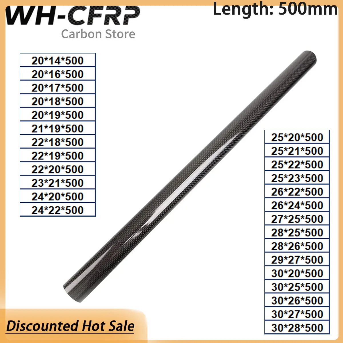 1pcs 3k Carbon Fiber Tubes Length X 500MM OD 20mm 21mm 22mm 23mm 24mm 25mm 26mm 27mm 28mm 29mm 30mm Japan with 100% full carbon,