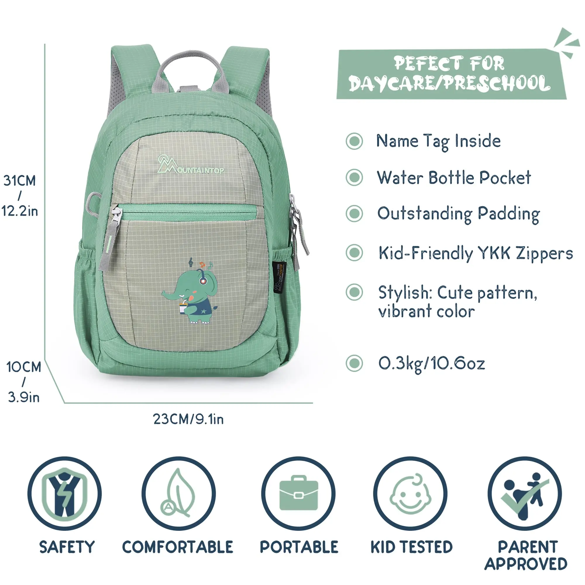 MOUNTAINTOP Mochila Escolar de Nylon para Niños y Niñas, Mochila Duradera para Niños de Primaria