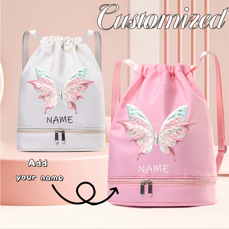 Custom Women's Gym Bag Personalized Name Text Oxford Fabric Adjustable Strap Shoe Compartment for Fitness Travel Shopping