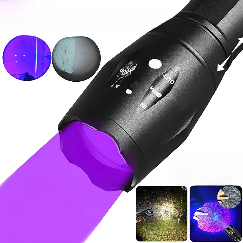 AliExpress None 2 IN 1 Ultraviolet Flashlight Purple White Light Flashlight Zoom Fluorescent Black Light Ultraviolet Flashlight Detection Torch