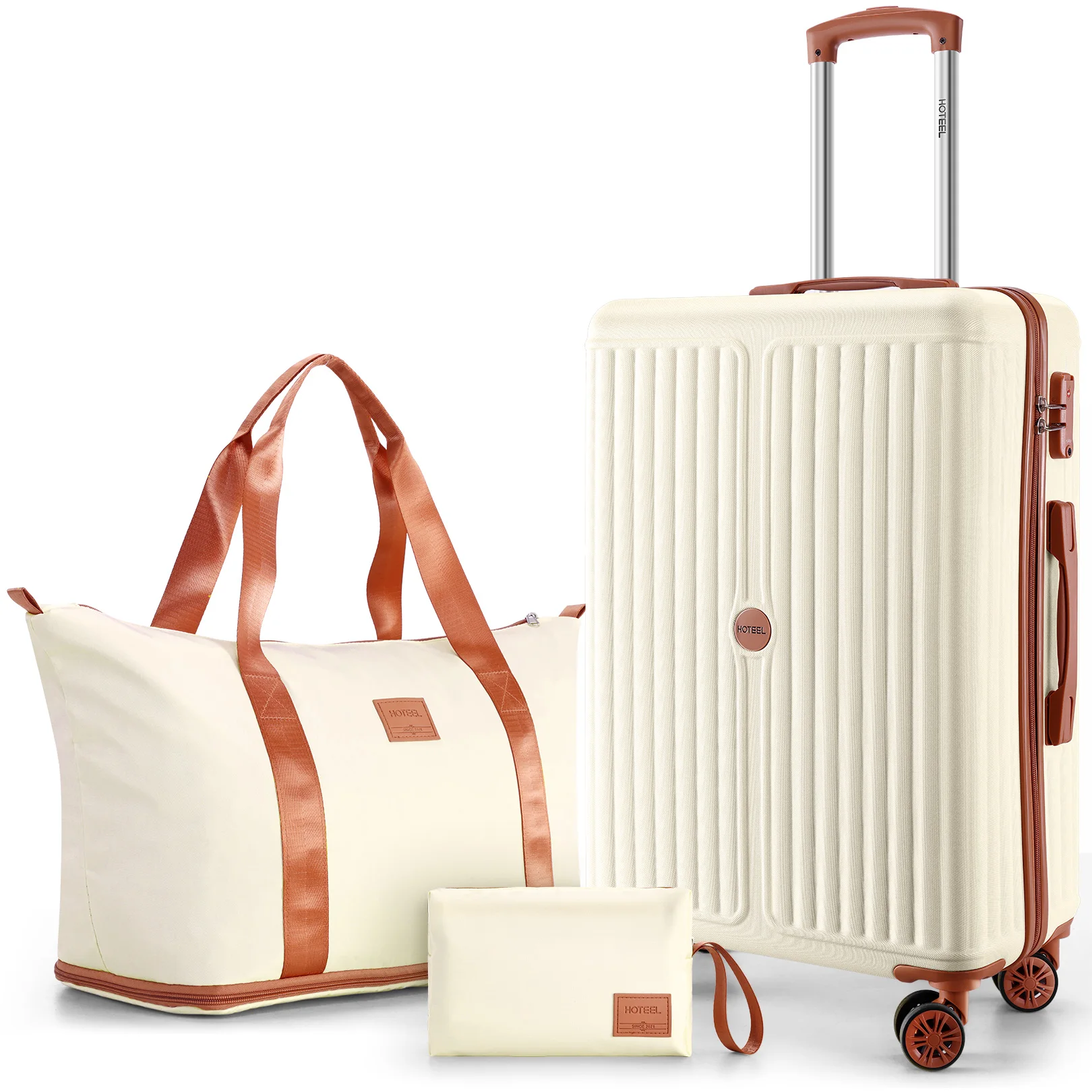 

3 Piece Luggage Set With Spinner Wheels Carry On Suitcase Set Duffel&Toiletry Bag With TSA Lock ABS+PC For Business Travel