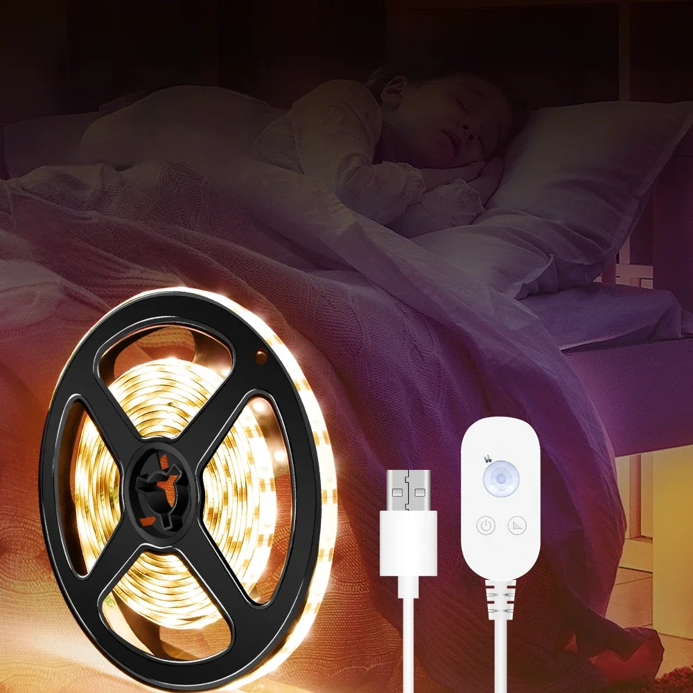 DC5V USB LED Strip Lights PIR Motion Sensor Led Tape Christmas Decoration Lamp Stairs Wardrobe Closet Lighting Waterproof Diode