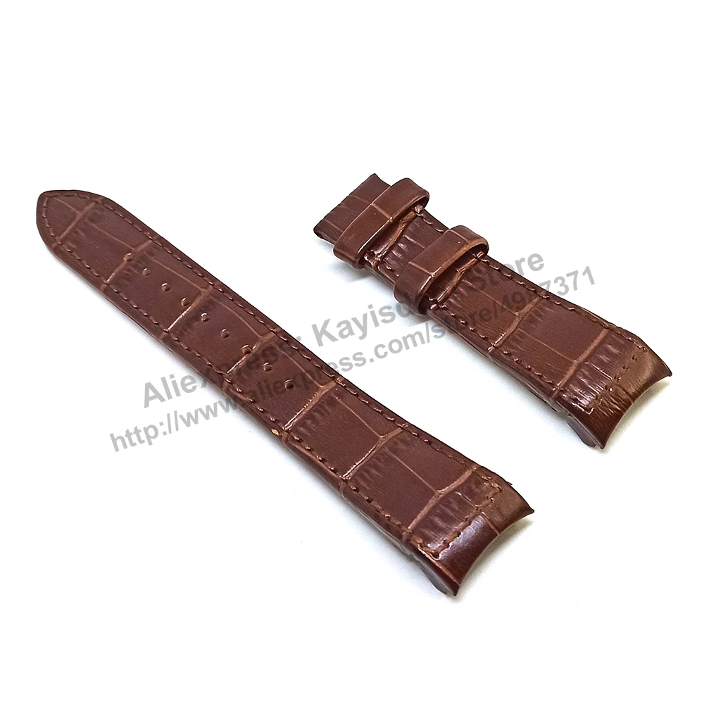 Seiko Premier 7D56-0AB0 - SNP096P1 , SNP127P1  Compatible for 21mm Brown Genuine Leather Curved end Replacement Watch Band Strap