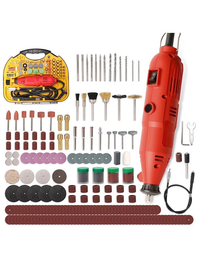 260W Elektrische Graviermaschine 211-teiliges Rotationswerkzeug-Set 6 Geschwindigkeiten Mini-Handbohrmaschine für Holz/Metall Elektrische Schleifmaschine