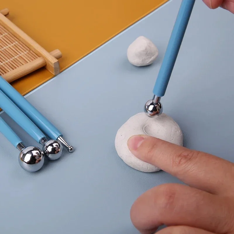 Stylo à rainurer pour motif de gaufrage, 4 pièces, avec stylets à bille, outils de sculpture en argile à Double tête en spirale