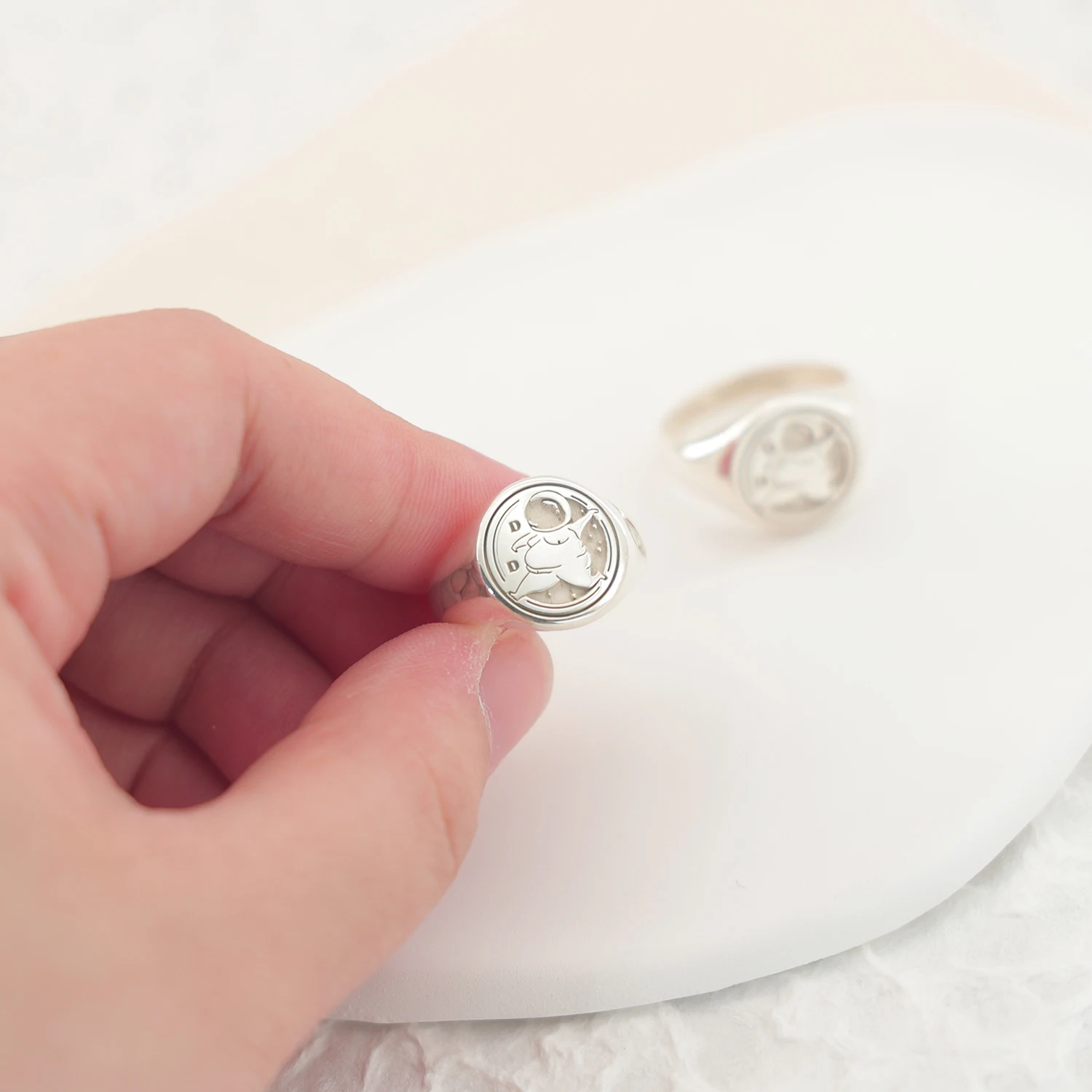 13mm Customized Women Ring 925 Solid Silver a Little Finger Ring for Women Gift Elegant Band with Deep Engraving