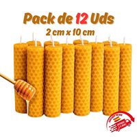 Pack of 12 Beeswax Candles, 100% Natural Honey Candle - Handmade Artisanal by Spanish Beekeepers - Ideal for Meditation and Relaxation National Product
