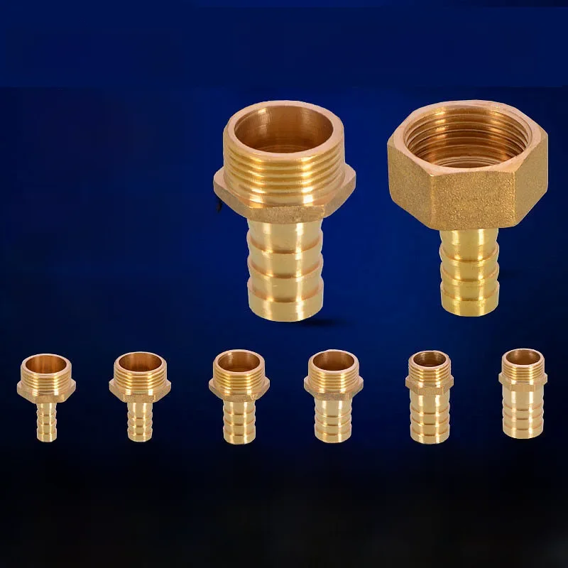Raccord de tuyau en laiton 6/8/10/12/14/16/19/25mm, queue de barbe 1/8 "1/4" 3/8 "1/2" 3/4 "1" BSP mâle femelle filetage connecteur en cuivre coupleur