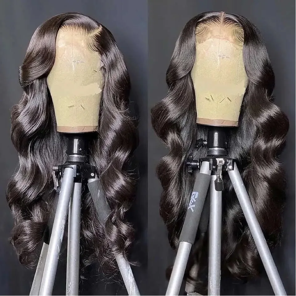 Body Wave 13x7 Lace Frontal Human Hair Wigs 40 Inch 6x6 HD Transparent Lace Closure Wig For Women With 200 Density Natural Color