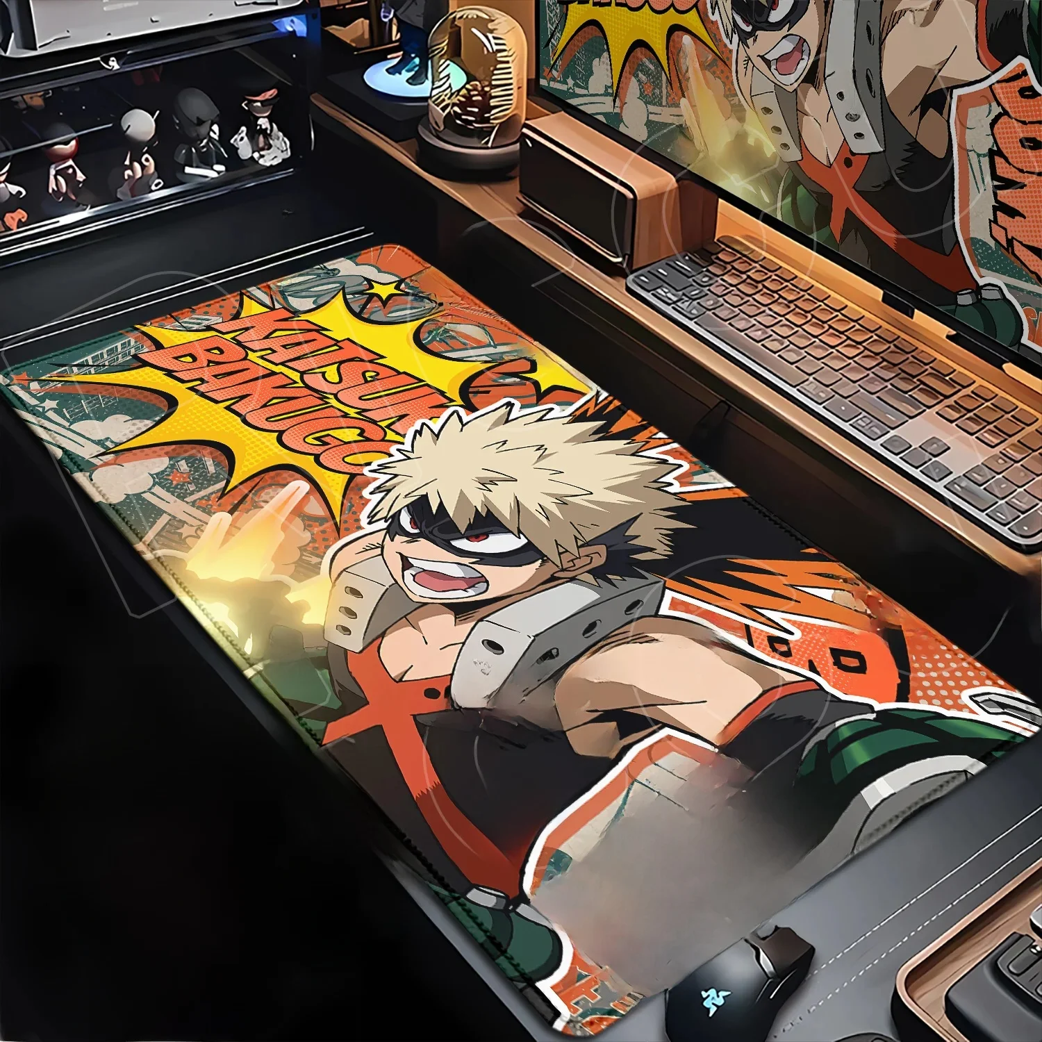 Japan Anime My Hero Academia podkładka pod mysz Bakugou Katsuki duża blokada krawędzi podkładka pod klawiaturę dla graczy podkładki na biurko komputerowe antypoślizgowa guma — zdjęcie produktu 7