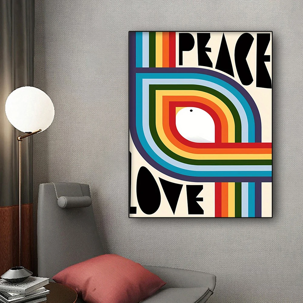 

Abstract Style Peace And Love Theme Poster Canvas Colorful Printing Prints Living Room Bedroom Wall Art Home Decoration Painting