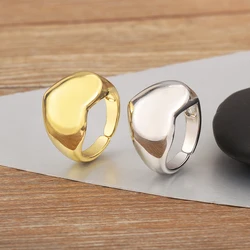 Nidin High Quality Heart Shape Copper Open Rings Adjustable For Women Simple Style Finger Jewelry Engagement Wedding Party Gifts