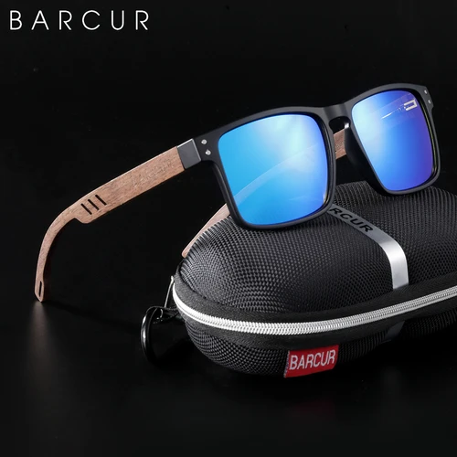 BARCUR gafas de sol originales de madera Natural gafas de sol polarizadas para hombres gafas cuadradas de marca de lujo
