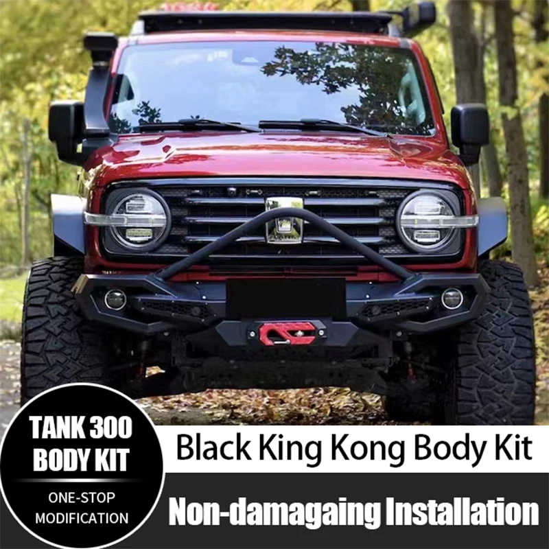 Innovative Black King Kong Body Kit Bumper Light Bars Side Pedal Wheel Eyebrow For GWM Tank 300