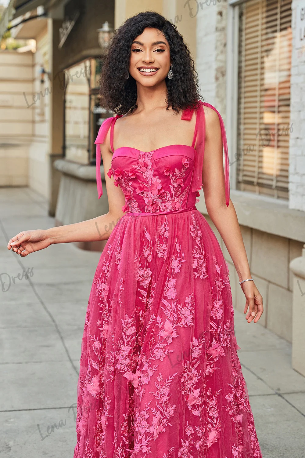 Lena Luxurious Saudi Evening Dress Es A Word Happy Sharon Evening Dresses for Formal Occasions Spaghetti Straps Bright Pink Slit