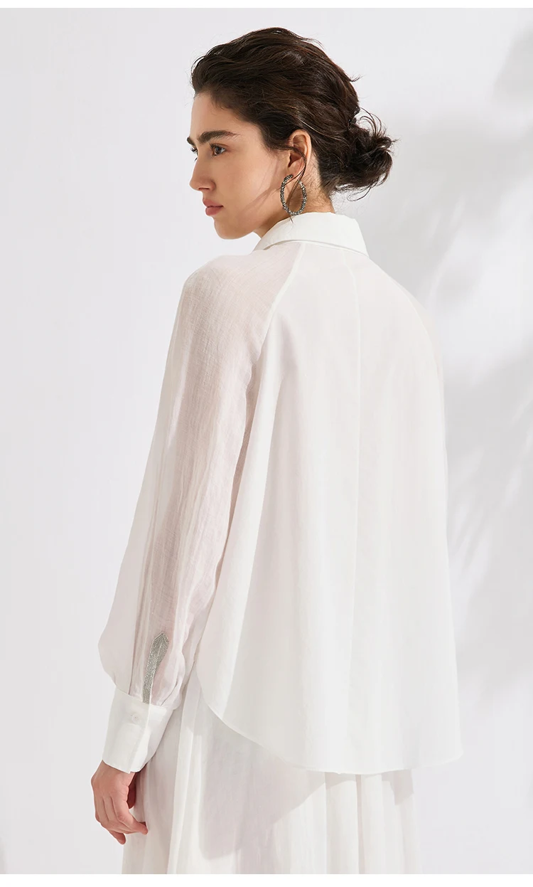 KX7613727 Luxuriöses Damenhemd aus Ramie-Baumwoll-Lyocell-Mischung, Designer-Eleganz, Locker Geschnitten, Schicke Sommerbluse – Detail 9