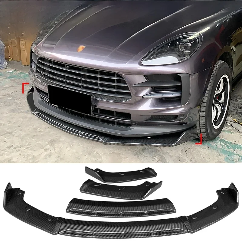 Für Porsche Macan 2014-2018 Auto Front stoßstange Spoiler Schutz platte Lippen Karosserie Kit Kohle faser Look Kinns chaufel Zubehör abs