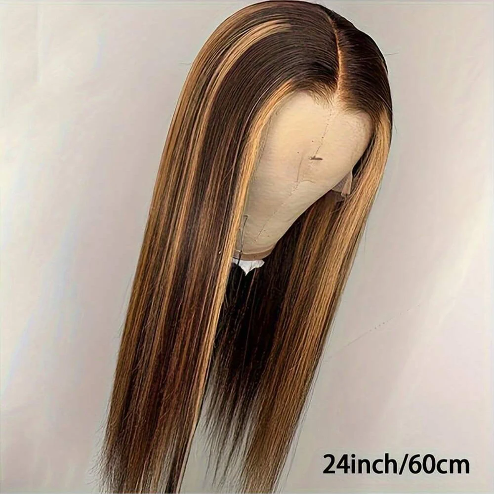 34 بوصة 4/27 تسليط الضوء على العظام مستقيم 250% الكثافة 13x4 HD الدانتيل الباروكات الأمامية شعر الإنسان العسل شعر مستعار بشري أشقر للنساء