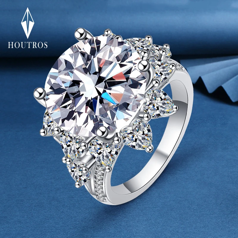 

3CT/10CT D Color Moissanite Ring For Women 100% 925 Sterling Silver AU750 Plated Engagement Wedding Bride Diamond Rings with GRA