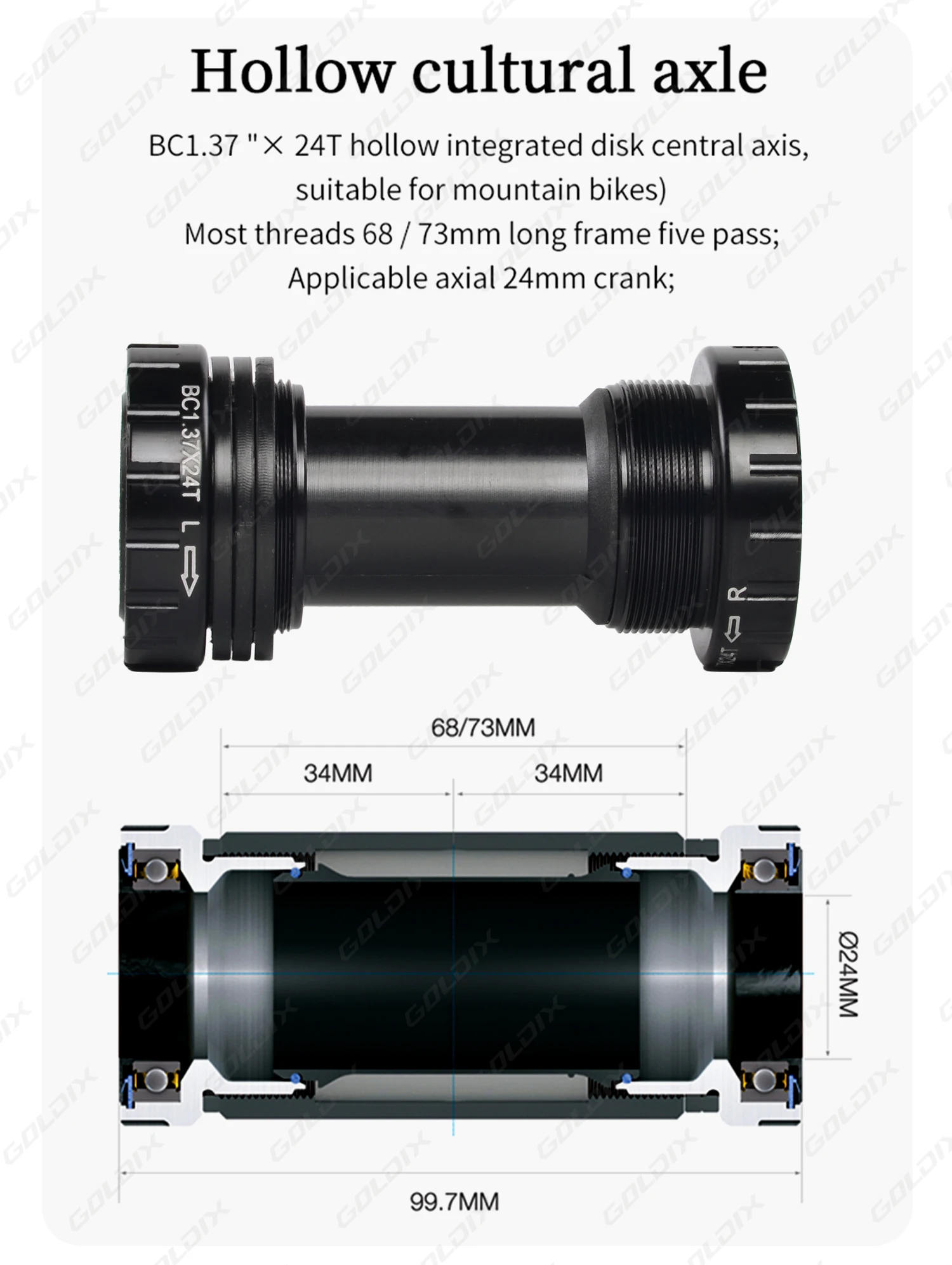 GOLDIX MTB-Kurbelgarnitur, 170/175 mm SL, 3 Bolzen, Direktmontage-Kurbel, 0 mm versetzt, 34 Zähne, 36 Zähne, 38 Zähne, 40 Zähne, Kettenblatt für XC AM – Detail 13