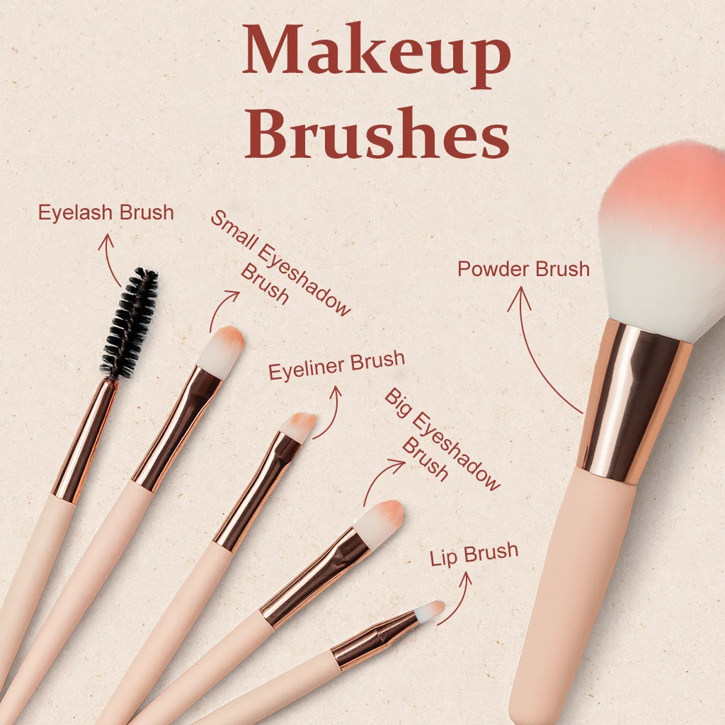 Ensemble de Mini pinceaux de maquillage de voyage, 6 pièces, pinceaux cosmétiques professionnels avec 3 éponges de maquillage, Kit essentiel pour femmes et filles