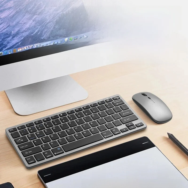 Bezprzewodowa klawiatura Bluetooth 2.4G z funkcją ładowania Mysz USB 78 klawiszy Przenośna klawiatura i mysz optyczna do laptopa PC — 2