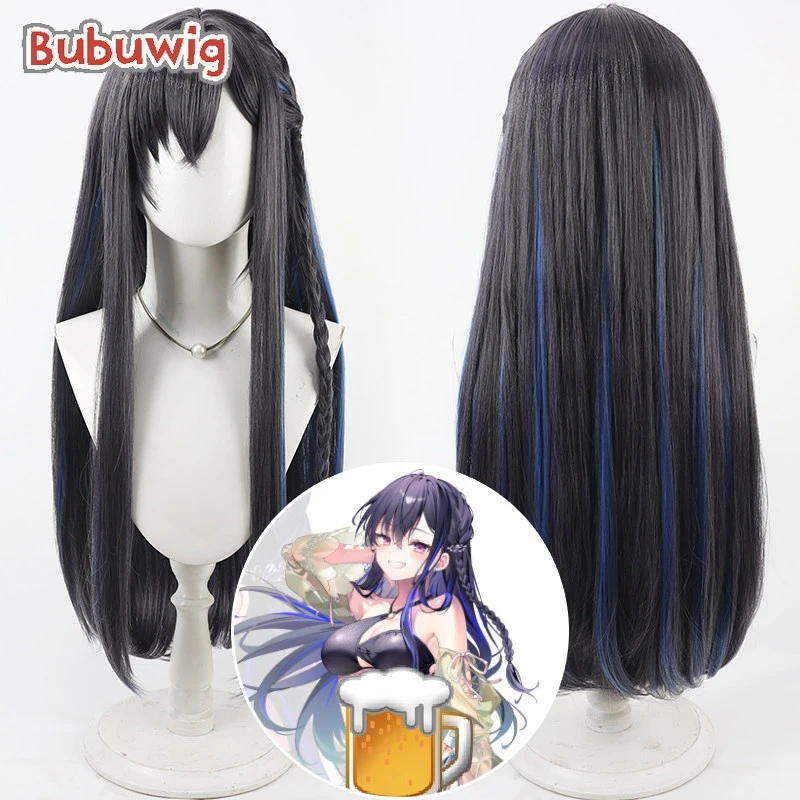 

Синтетический парик Bubuwig для косплея Ичиносе Уруха, виртуальная YouTuberка, 70 см, темно-серый с синим, термостойкий