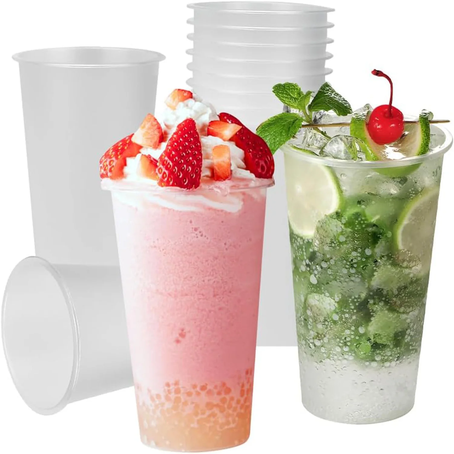 50/100-teiliges Set Parfait-Becher, 500ml mattierte Plastikbecher, BPA-frei, wiederverwendbar, geeignet für Partys, Feiern und den Alltag.