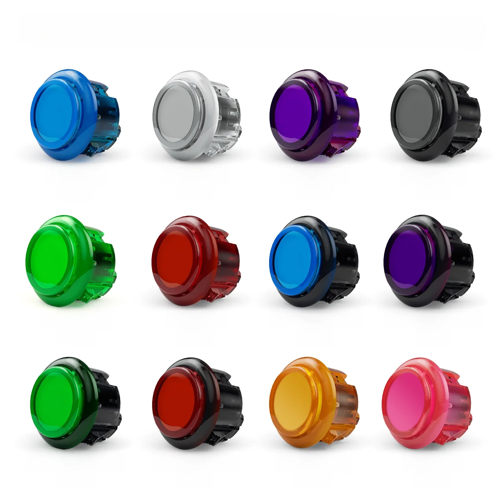 Qanba Gravity KS Arbres mécaniques Bouton-poussoir silencieux 24 mm/30 mm Bouton d'arcade encliquetable (en boîte)