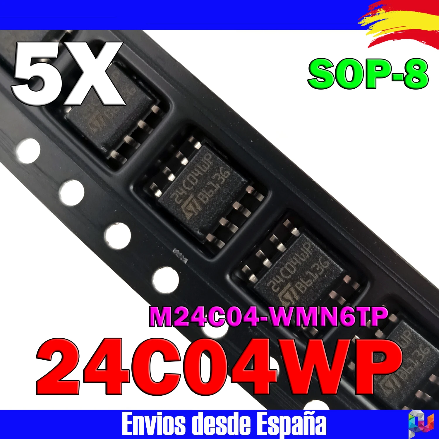 5x 24C04WP 24C04 ST24C04 ST24C04WP M24C04 M24C04-WMN6TP EEPROM SOP-8