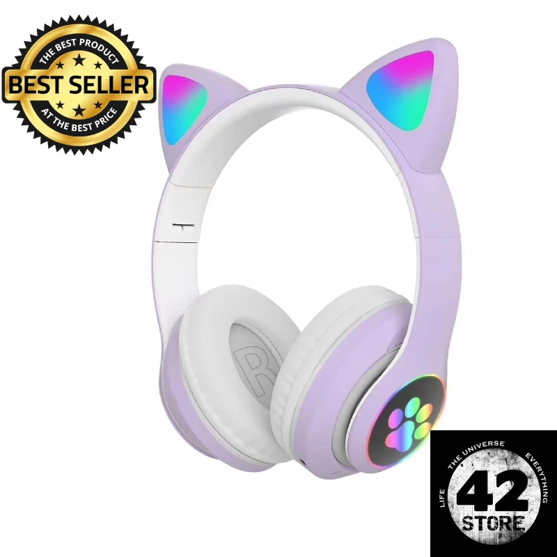 

Cat Ear Detailed Bluetooth Wireless Colorful Illuminated RGB Children's Gaming Headset Karler Bass A Quality 3 Different Color