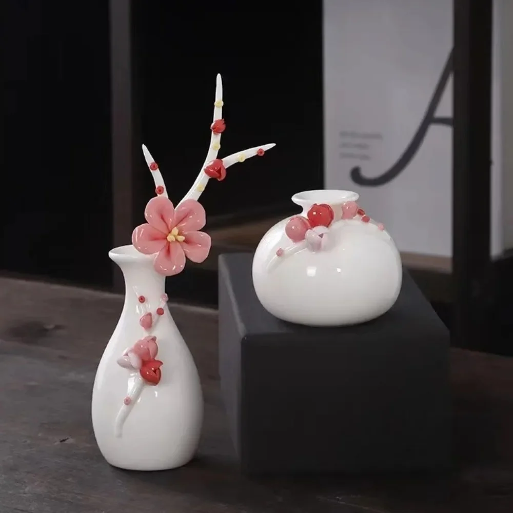 Vases à fleurs hydroponiques en céramique faits à la main, mini fleur insérée, bouteille de parfum de fleur sèche, décorations pour la maison, vintage