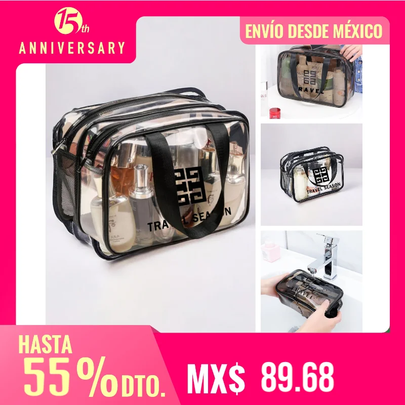 Bolsa de Viaje De PVC Transparente Multiusos Travel Season Ideal Para Cosméticos Gimnasio y Más