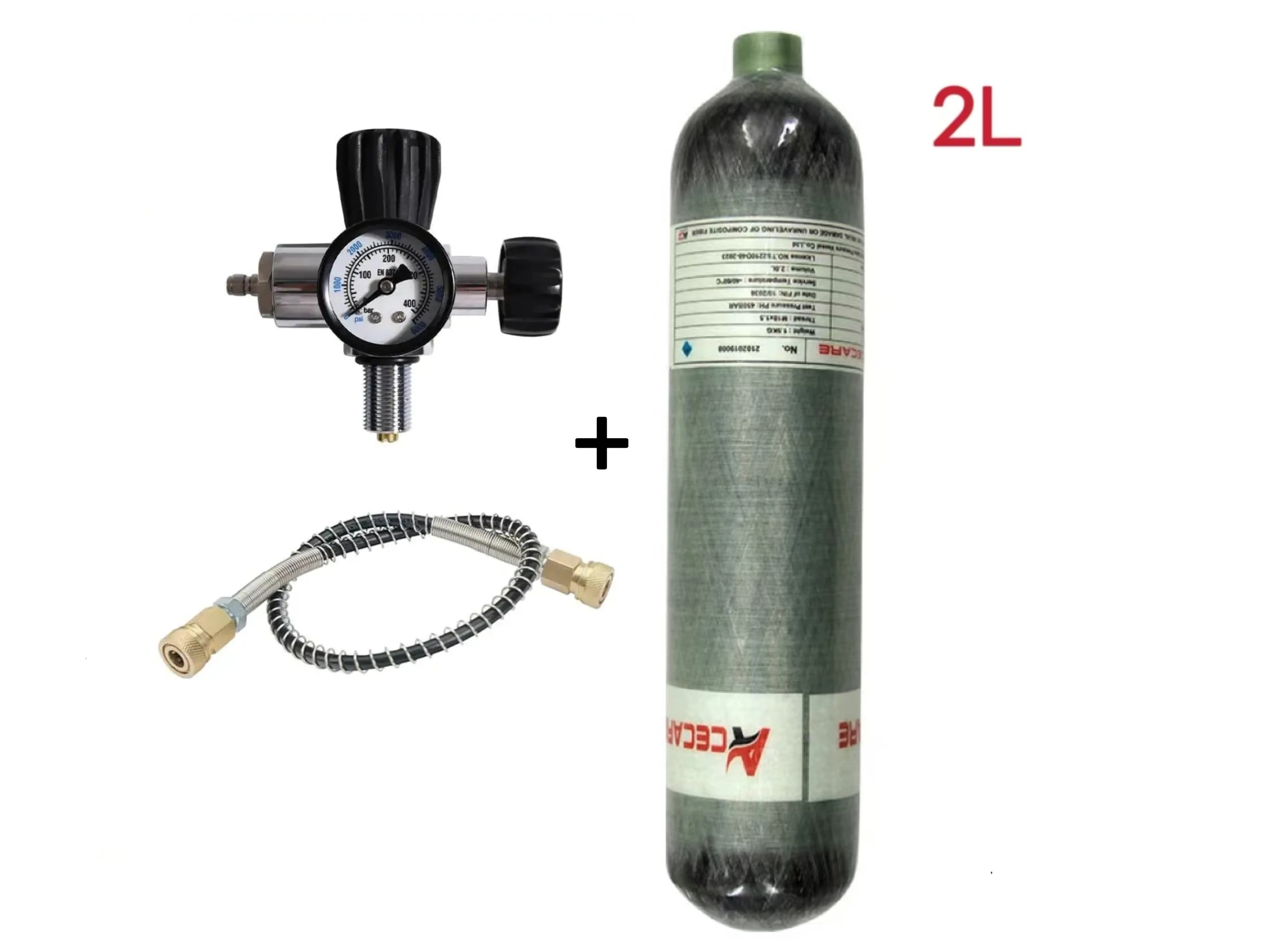 ACECARE 300Bar 2L أسطوانة ألياف الكربون مع صمام قياس منظم 4500psi محطة تعبئة الضغط العالي خزان الغوص M18 * 1.5