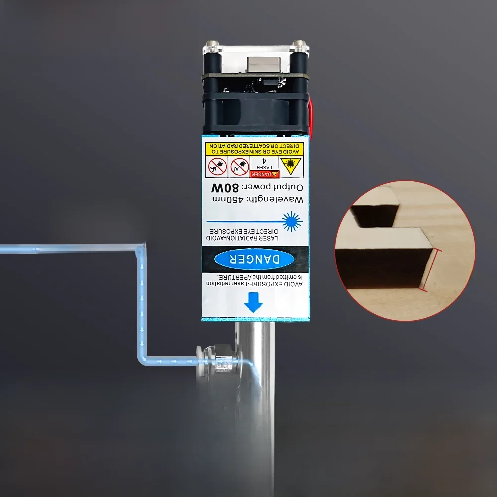 Głowica laserowa 80W z asystentem powietrza 450nm Niebieskie światło Zestaw modułów TTL do CNC DIY Maszyna do grawerowania laserowego Narzędzia do drewna — zdjęcie 2