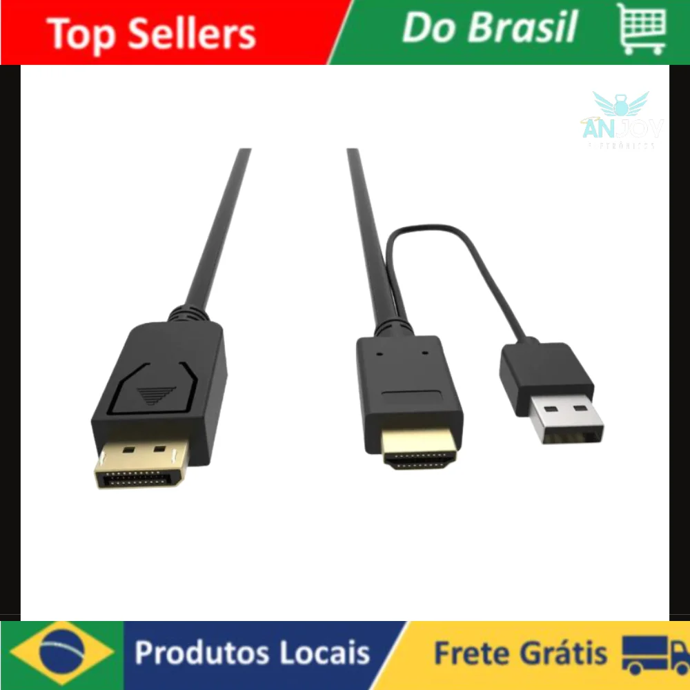 Cabo HDMI para DisplayPort com Adaptador USB - Conversor de Energia Modelo ADT-076