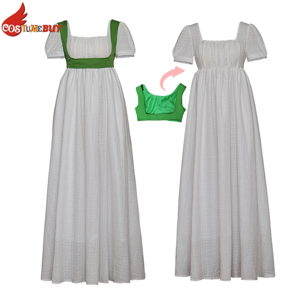 

White Lady Regency Dress, Adult Student Party Ball Elegant Gown Musical Stage Vintage Costumes Maxi Skirt with waistcoat