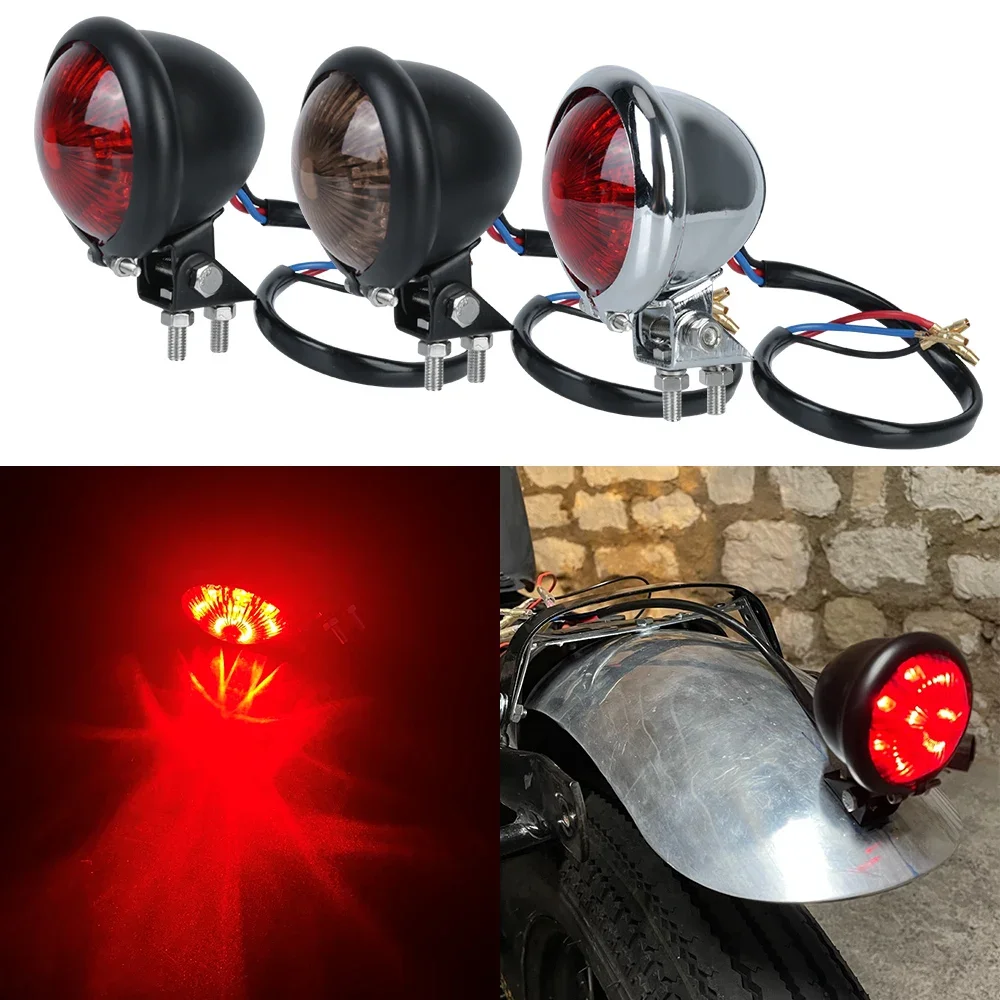 Accessoires de moto 12V feu arrière de frein de moto feu arrière de moto feu arrière pour Chopper pour feu Stop Bobber rouge
