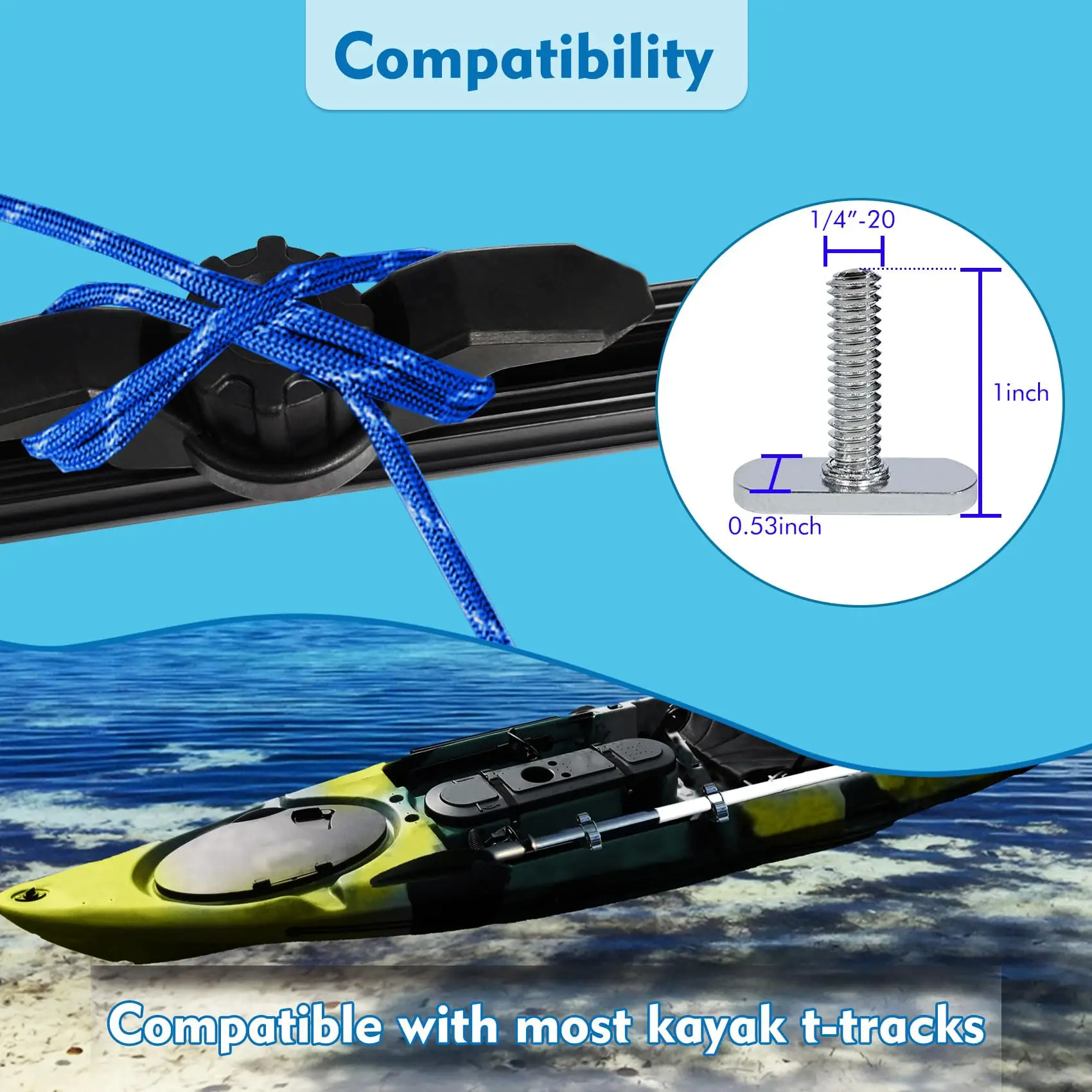 Kayak Anchor Cleat Compatible with Kayak Track Light Medium Duty Polymer Kayak Mount Track Kayak Low Profile Track Mount