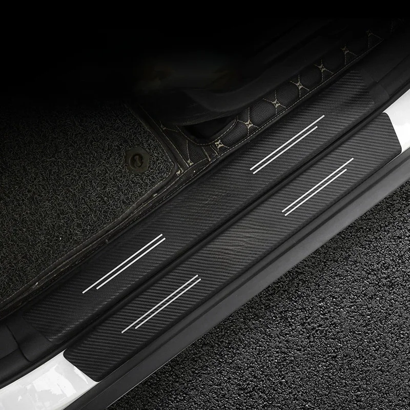 4 Stücke Kohlefaser Autotürschwellenschutz Willkommenspedal Dekoration Leder Aufkleber für Mazda CX5 CX-5 CX 5 Autozubehör