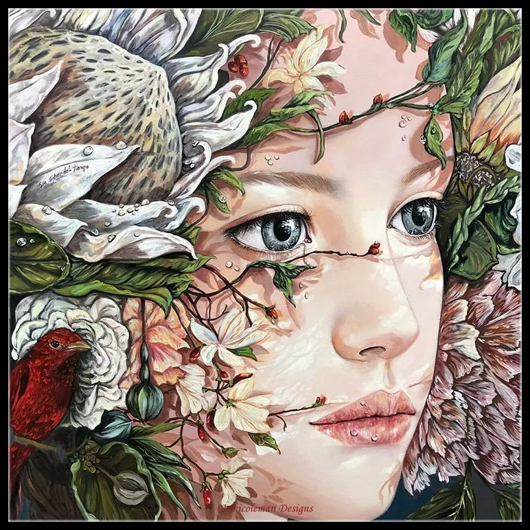 

Girl with Flowers 4 - Counted Cross Stitch Kits - DIY Handmade Needlework Embroidery 14 CT Aida Cross Stitch Sets DMC Color