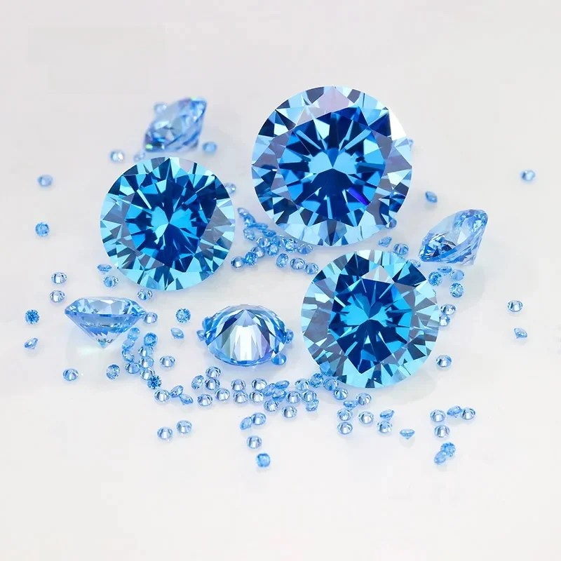 Hoge Temperatuur Weerstand Zeeblauw 0.8 ~ 15Mm Zirconia Ronde Vorm 5A Brilliant Cut Losse Cz Stone Synthetische gems - afbeelding 2